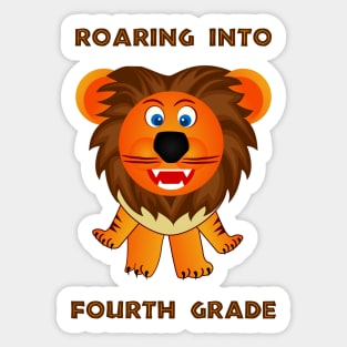 Roaring Into Fourth Grade (Cartoon Lion) Sticker